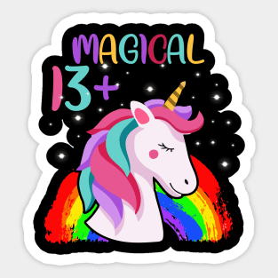 Unicorn Birthday Shirt 13 Years And Magical Girl Boy Gift Sticker